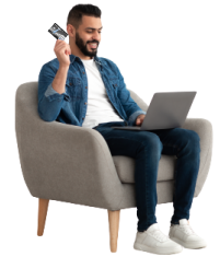 happy guy with a card