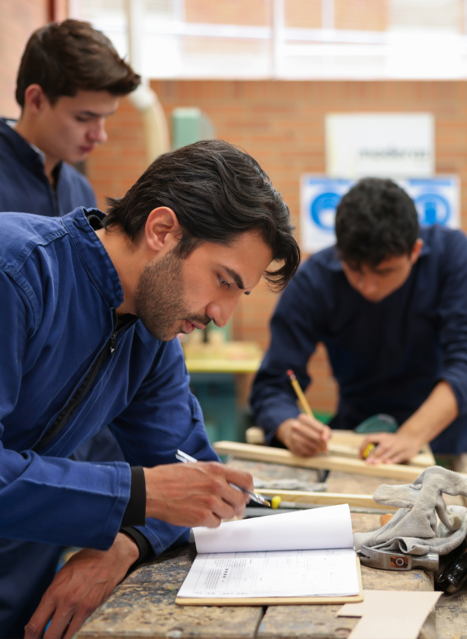 Students working